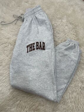 The Bar Gray Track Joggers with Brown Logo